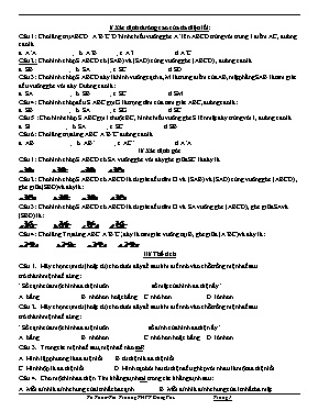 Câu hỏi trắc nghiệm về Hình học 12 - Thể tích khối đa diện - Trường THPT Đồng Phú
